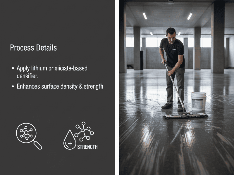 Concrete floor polishing construction process