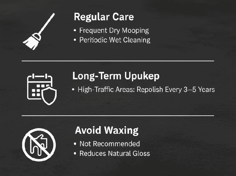 Maintenance of polished floors in the later stage