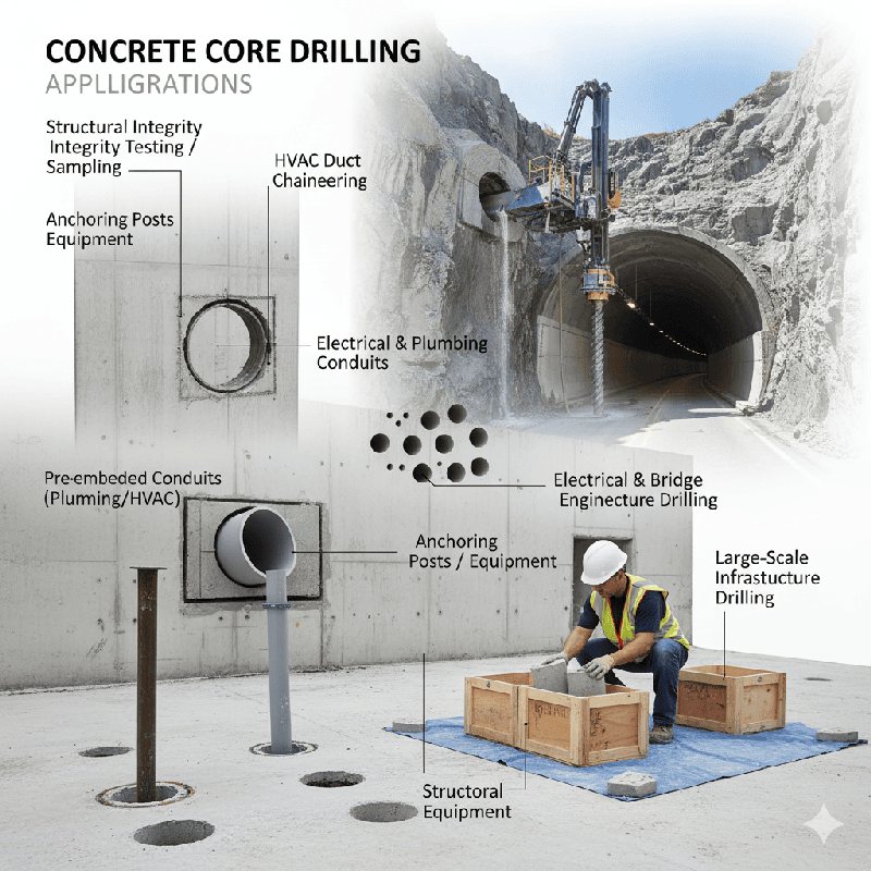 Concrete hole drilling and boring