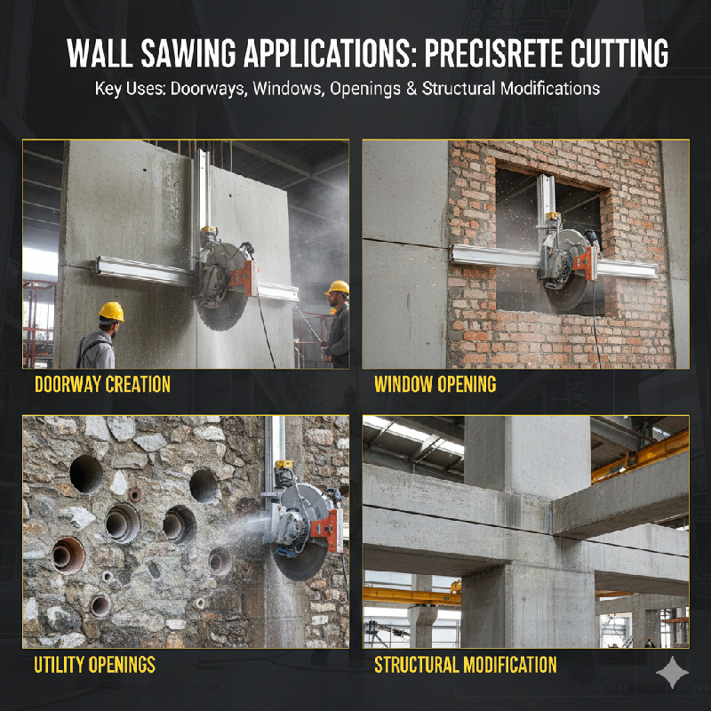Concrete wall saw cutting