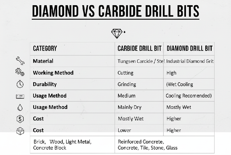 Diamond Drill Bits vs. Carbide Drill Bits
