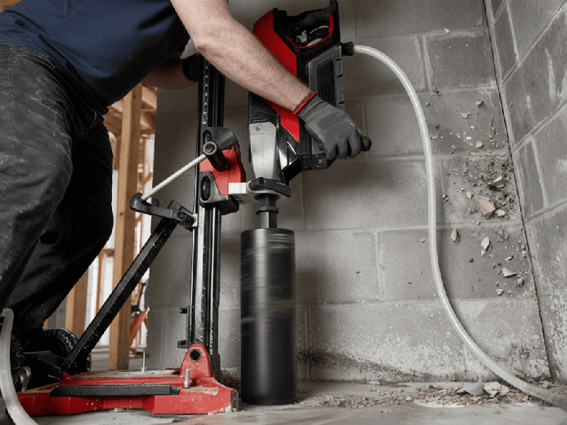 Steps for drilling holes in concrete