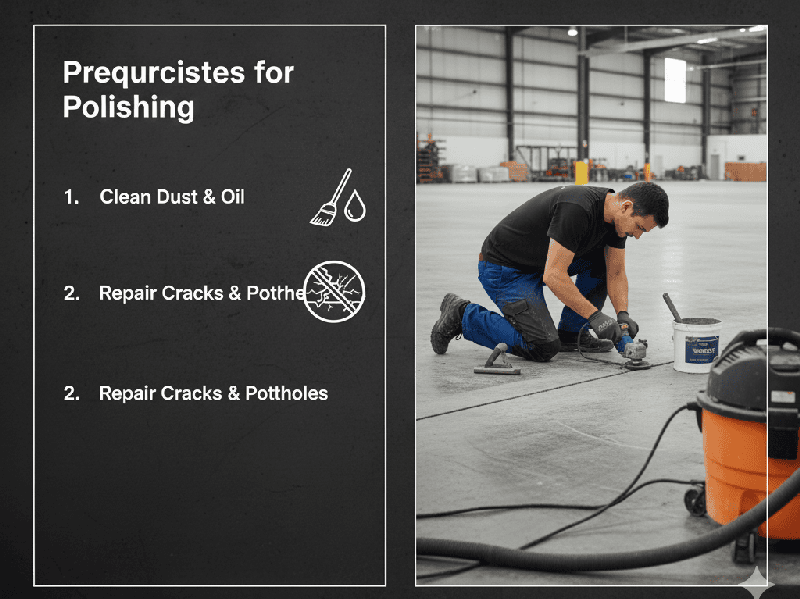 Concrete floor polishing construction process