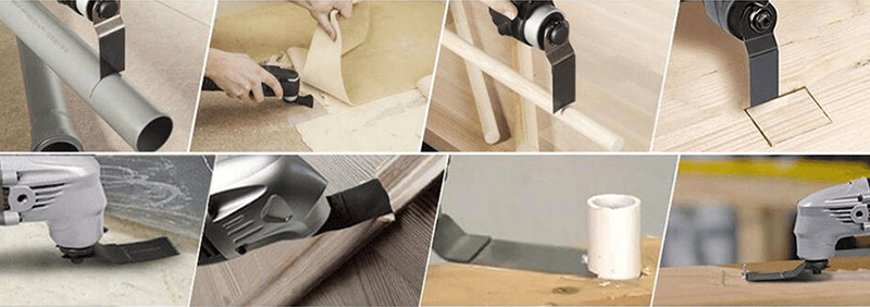 Oscillating tool metal-cutting blade made from high-strength bi-metal for cutting nails, pipes, and non-ferrous metals.